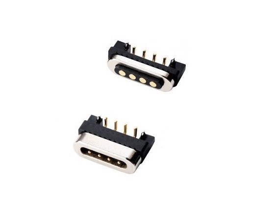 Sib Nqus 4 Pin Txoj Cai Lub Taub Hau Pogo Pin Connector