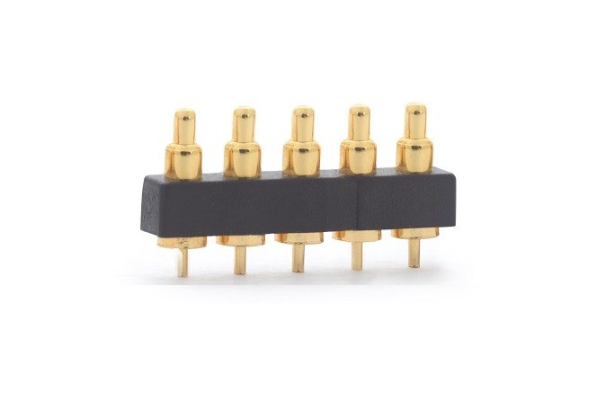 Caij nplooj ntoos hlav-loaded 5 Pin Pogo Connector