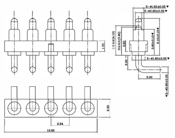 Txoj cai Angel 5PIN Txiv neej thiab poj niam Pogo Pin Connector